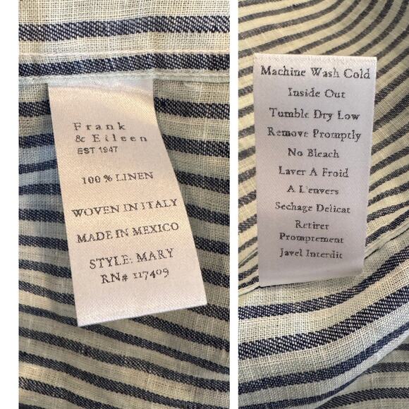 Frank & Eileen Mary Classic Linen Button Up Striped Dress Size Large - Picture 12 of 14